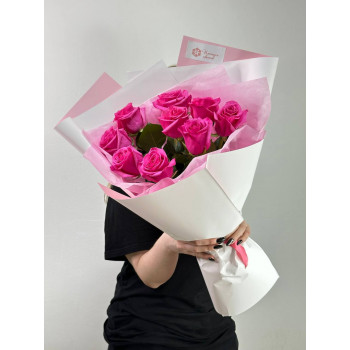 Bouquet of 9 pink roses